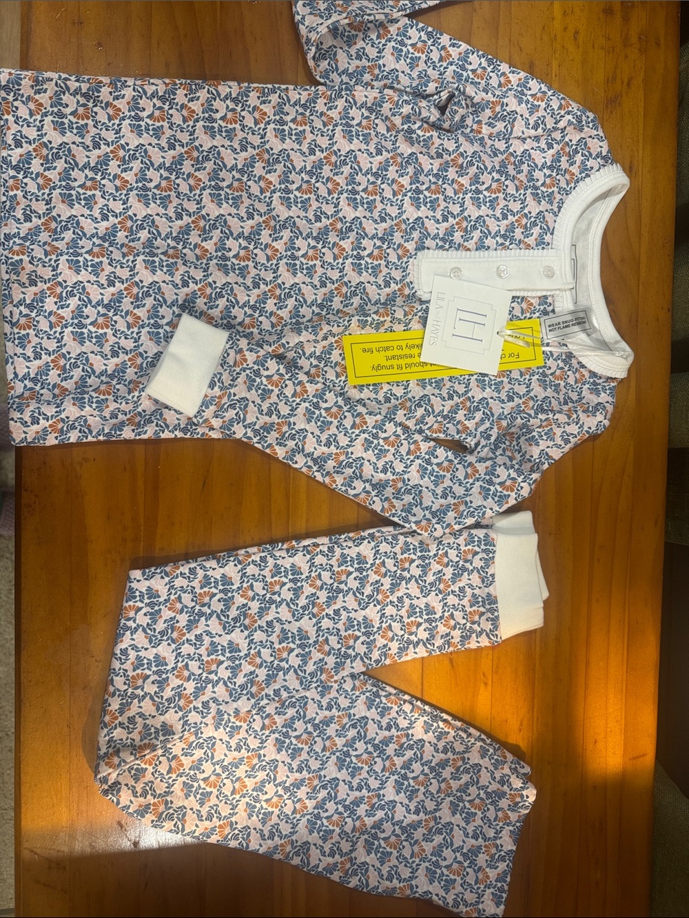 Floral Print Kids Pajama Set - Pink & Blue